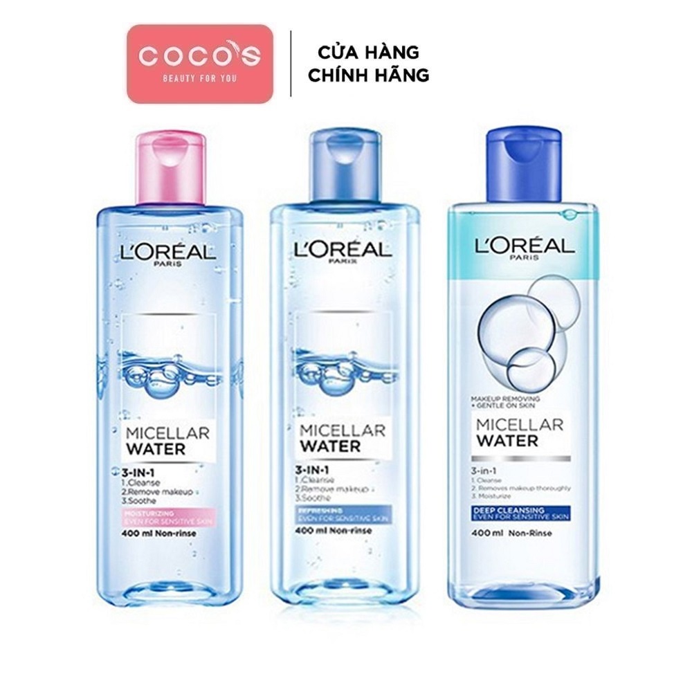 Nước Tẩy Trang Cho Mọi Loại Da L Oreal Paris 3-in-1 Micellar Water 400ml