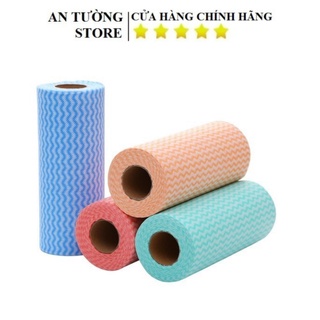 Cuộn khăn lau đa năng bằng vải không dệt lau dầu mỡ, bụi bẩn (GIAO MÀU NGẪU NHIÊN)