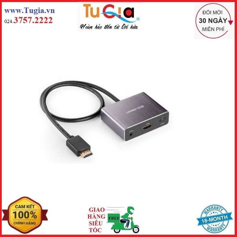 Bộ Chuyển Đổi Ugreen HDMI Sang HDMI Cổng Quang SPDIF 5.1 Audio 3.5mm 40281 - Hàng Chính hãng