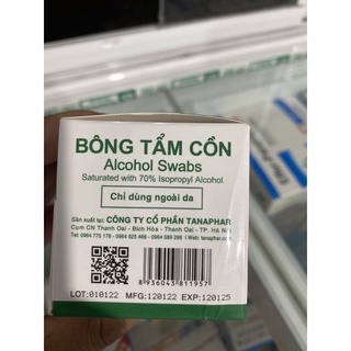 Bông tẩm cồn Alcohol Swabs ( hộp 100 miếng)