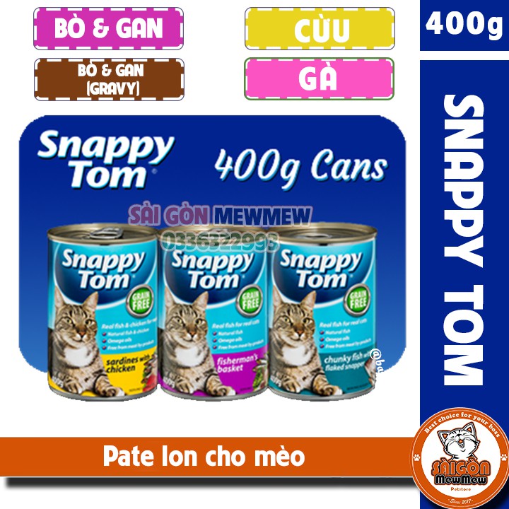 Pate SNAPPY TOM REAL MEAT cho mèo 400gr