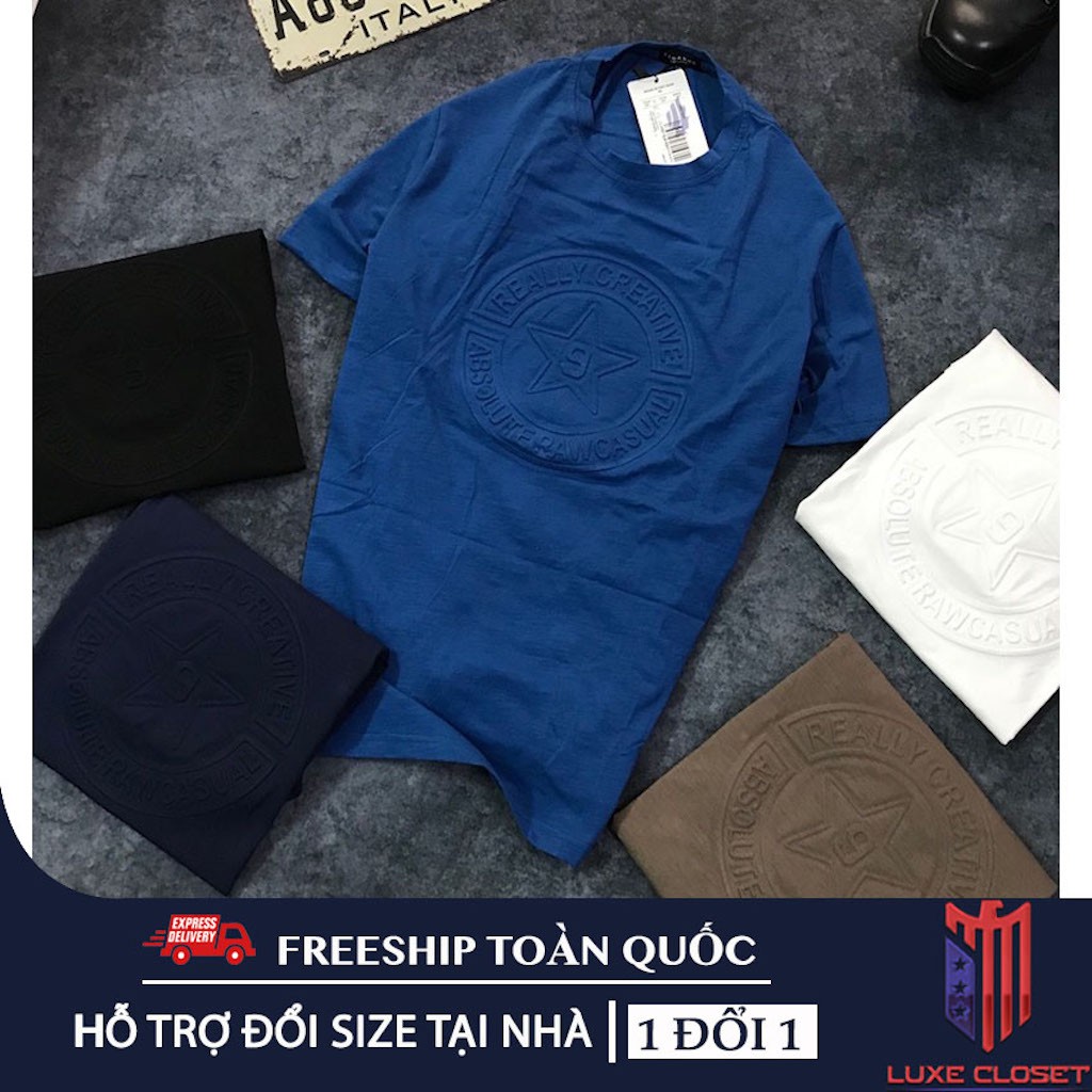 Áo thun nam Havis Creative tay ngắn thun cotton logo dập nổi cao cấp AXK083
