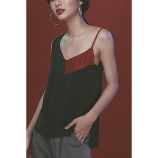 Áo hai dây đen satin lụa