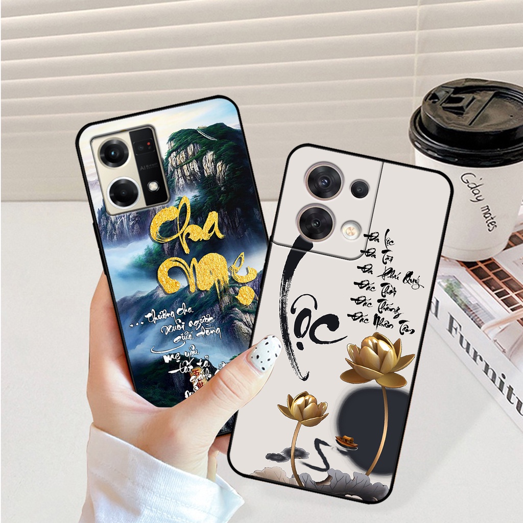 Ốp lưng Oppo Reno 8 4G / Reno 8 5G / Reno 8z 5G in hình phong cách chữ thư pháp cha mẹ, tài lộc