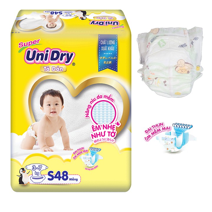 Mẫu Mới _Tã Dán Siêu Thấm Unidry S48 từ 3-7kg