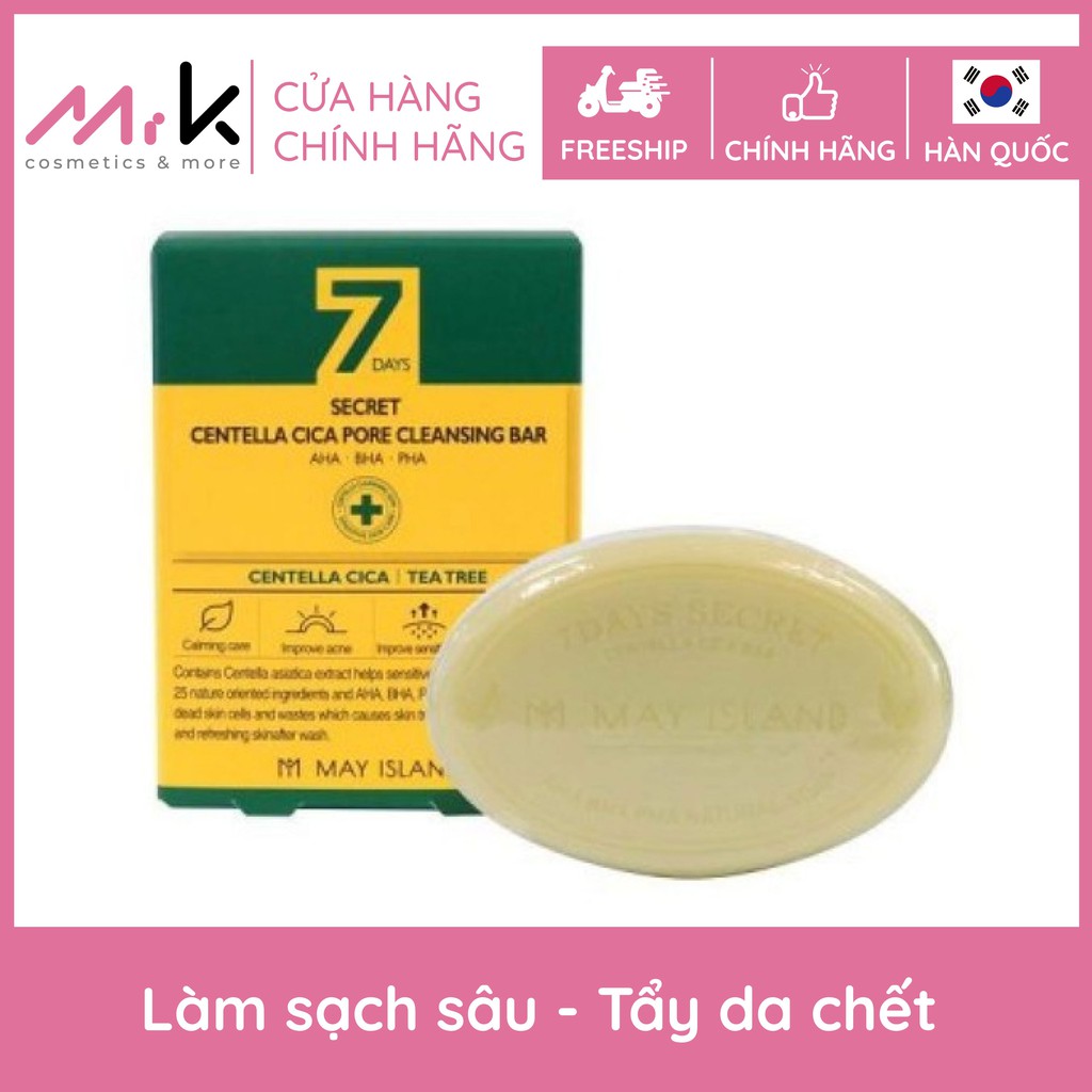 Sữa rửa mặt dạng bánh May Island 7Day Secret Centelacica Pore Cleansing Soap nhập khẩu Hàn Quốc làm sạch dành cho da mụn