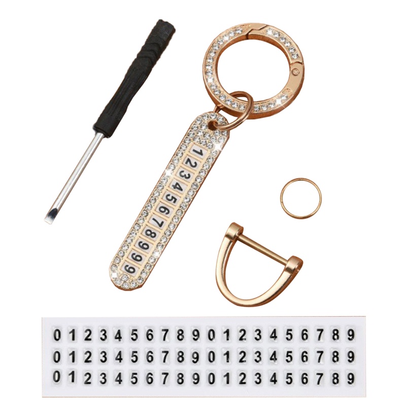 Móc Khóa Xe Hơi Đính Kim Cương Có Thẻ Số Điện Thoại Chống Thất Lạc Cho Nam