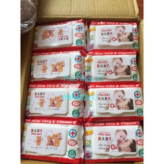 10 khăn/giấy ướt baby phú đạt:100 tờ