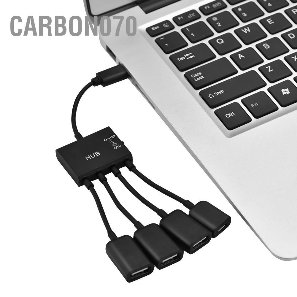 Hàng Sẵn Cáp chuyển đổi 4 trong 1 USB 3.1Type-C sang USB 2.0 4 Cổng Hub Chức năng OTG với Sạc USB-C【Carbon070】