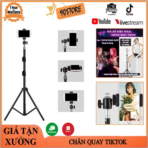 Gậy Chụp Hình 3 Chân, Tripod Quay TIKTOK 1m6 và 2m chân thép vững chắc Hỗ Trợ LIVESTREAM, CHỤP HÌNH, QUAY TIKTOK, SELFIE