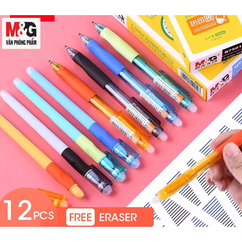 Bút Nước Xóa Được M&G AKPB7501B2 mực xanh 0.5 thân có tay đệm