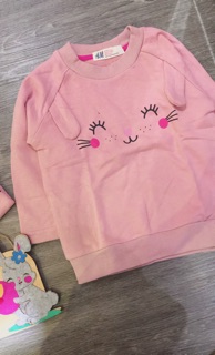 Áo nỉ HM mắt thỏ hồng