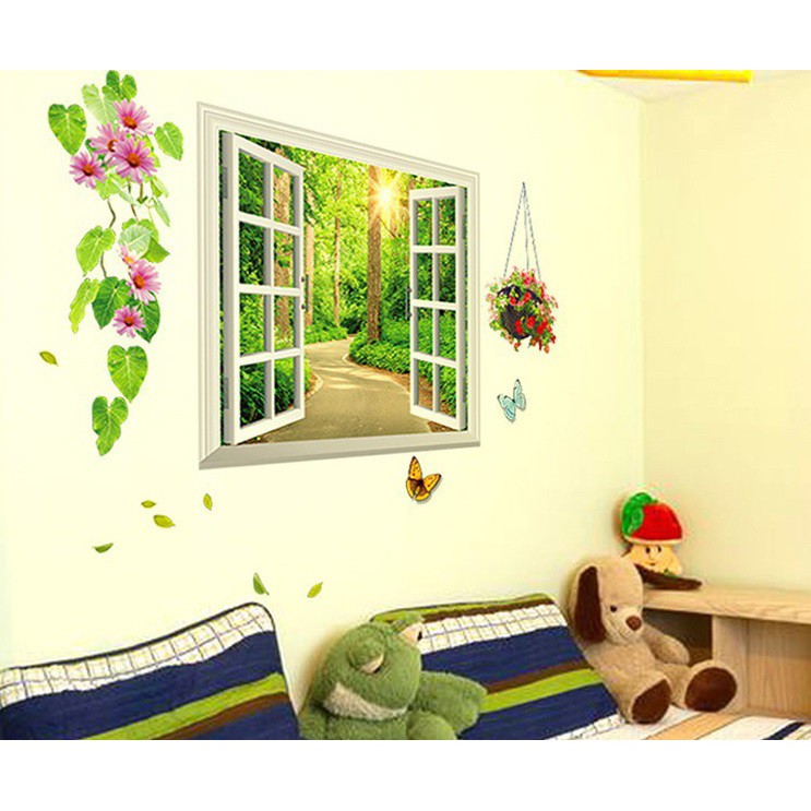 Decal dán tường Cửa sổ rừng xanh | BigBuy360 - bigbuy360.vn