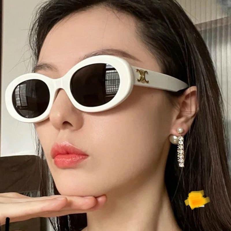 Mắt kính dáng tròn 2 màu đen trắng gọng nhựa