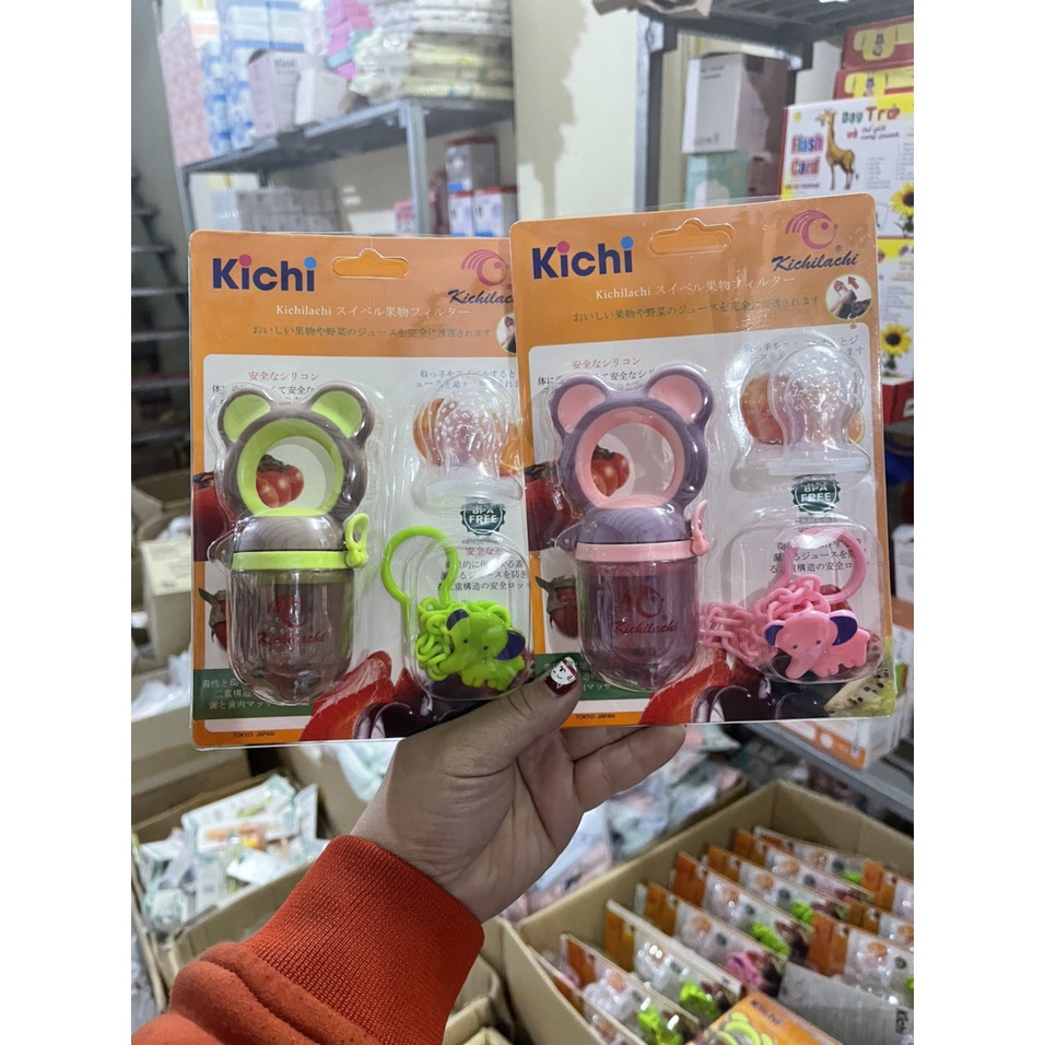 Túi nhai ăn dặm chống hóc KICHILACHI 3 núm nhai siêu mềm cho bé