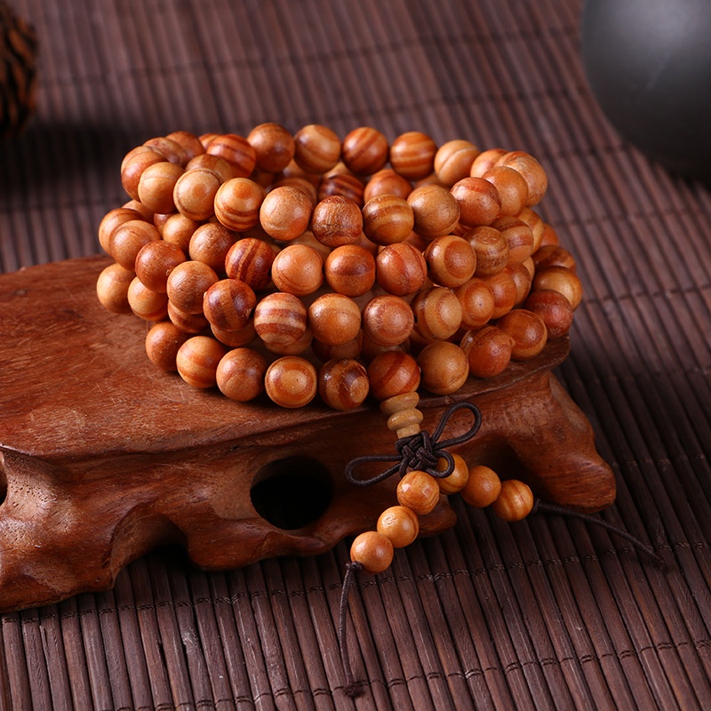 Vòng Tay Chuỗi 108 Hạt Gỗ Phật Giáo Có Thể Điều Chỉnh Cho Nam Nữ