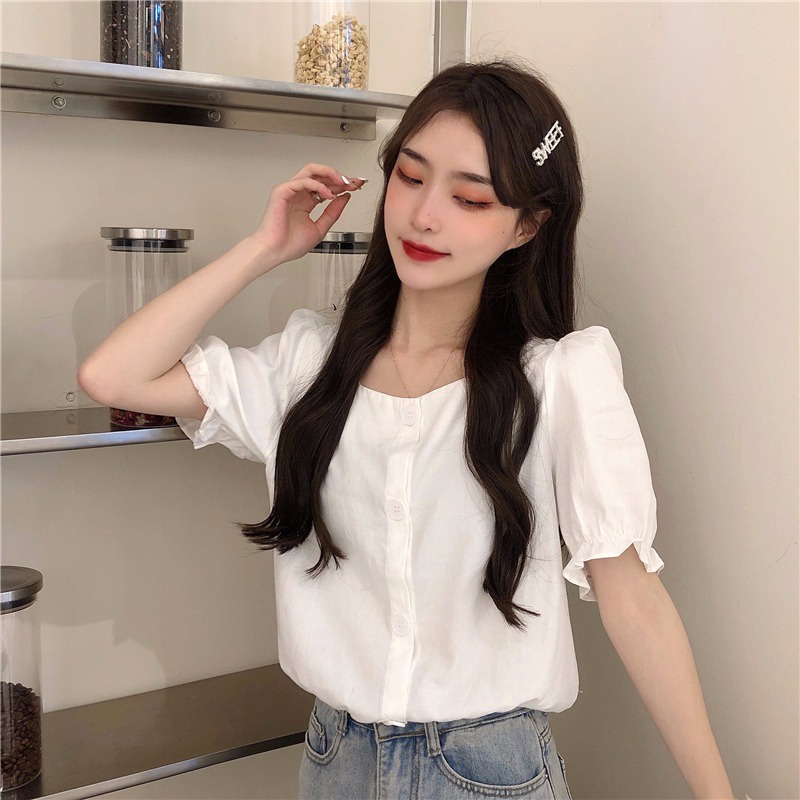 Áo Sơ Mi Tay Ngắn Dáng Rộng Phong Cách Hàn Quốc Thời Trang Mùa Hè Cho Nữ