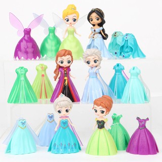 Combo 06 Mô Hình Búp Bê Công Chúa DIsney Thay Váy - Mẫu 04 Tặng 18 Váy