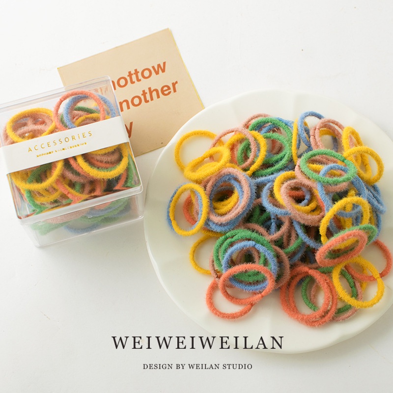 Bộ 100 Dây Thun Cột Tóc Phong Cách Hàn Quốc Cho Nữ