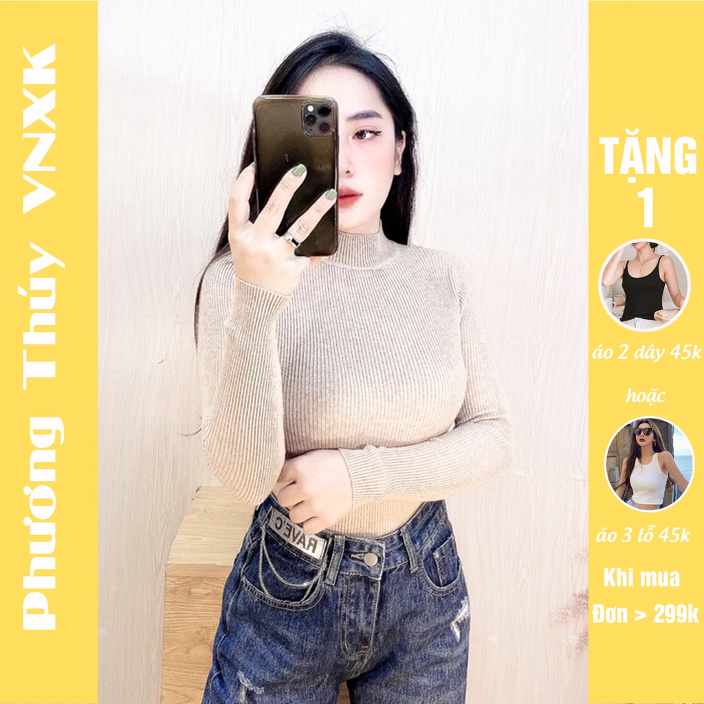 Áo len nữ PHƯƠNG THÚY VNXK cao cấp - áo len tăm nữ cổ 3p dày dặn cực ấm basic hàng Quảng Châu loại 1 | BigBuy360 - bigbuy360.vn