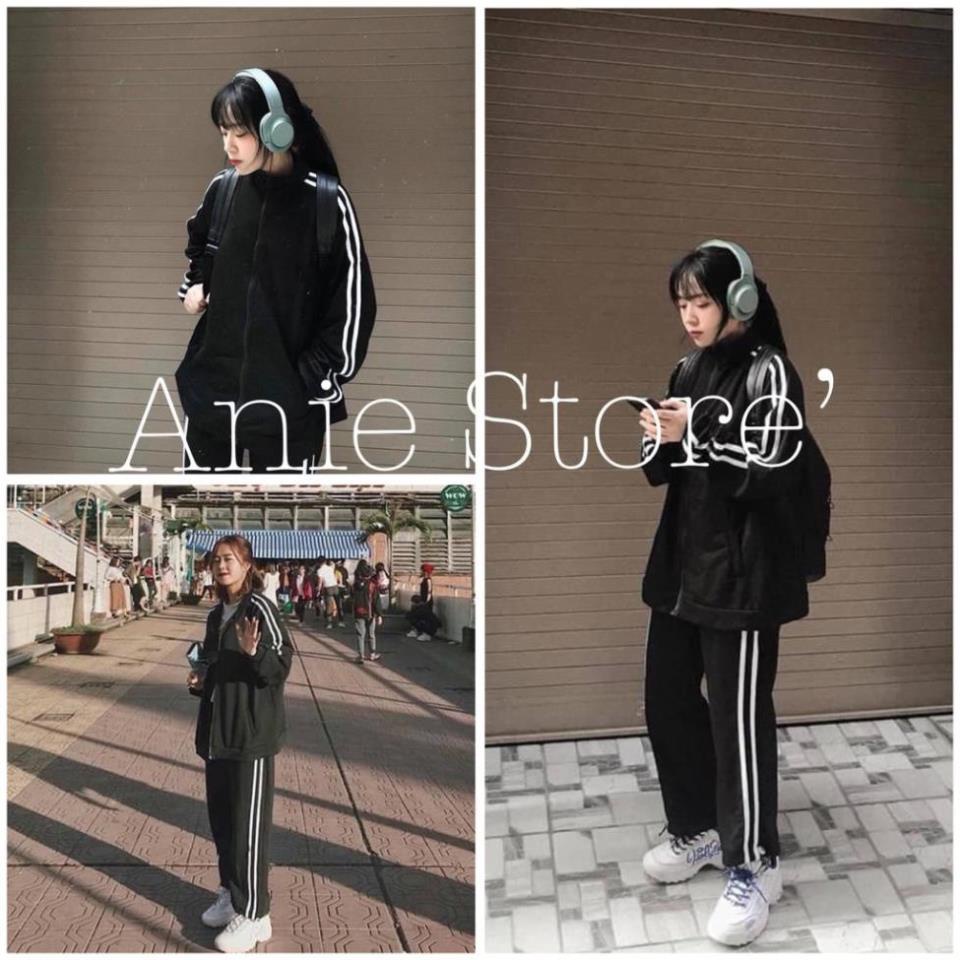 Bộ Nỉ Kẻ Sọc Thể Thao Unisex 🦋 Set Đồ Dài Tay Dáng Rộng Nam Nữ 🦋 😍 ' *