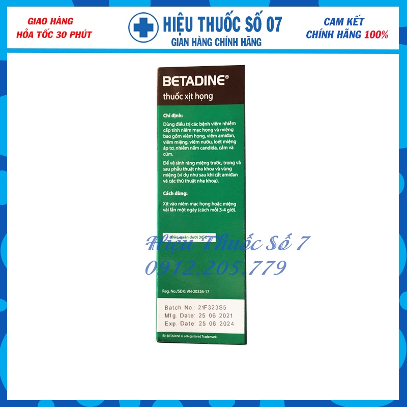 BETADINE Throat Spray 50ml - Dung dịch xịt họng, xịt miệng [povidin, povidine, betadin]