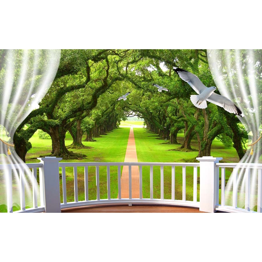 Tranh dán tường 3D khung cửa sổ sang trọng, lịch sự mẫu mã đẹp mắt, phù hợp nhiều không gian