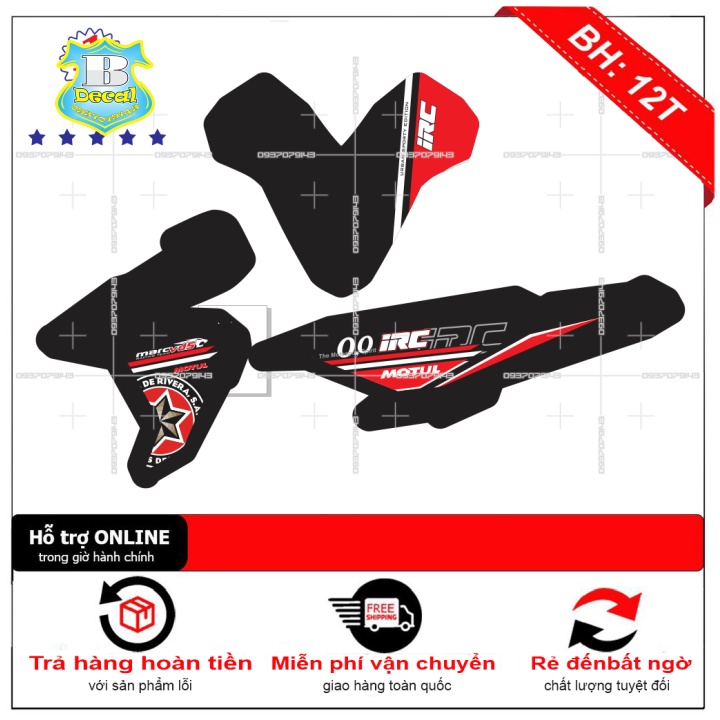 ( Quí khách vui lòng mang ra tiệm cho thợ dán ) Tem Click Vario 2017 đỏ đen