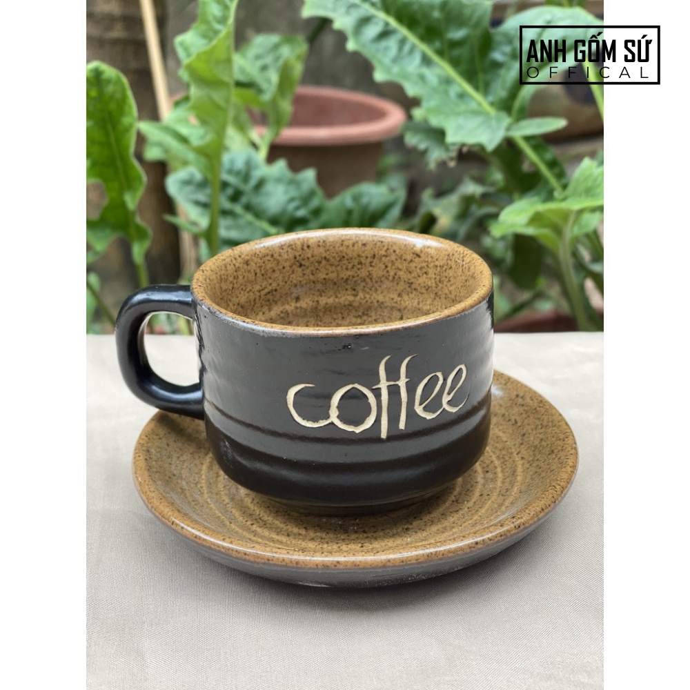 Tách cafe, ly cà phê nóng giả vuốt kèm đĩa cao cấp - Bát Tràng chính hãng
