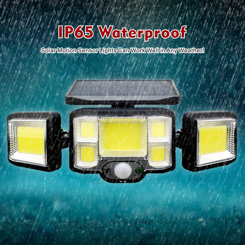 Đèn LED 192 COB 3 Đầu Cảm Biến Chuyển Động Chống Nước 3 Chế Độ Kèm Điều Khiển Từ Xa Cho Sân Vườn