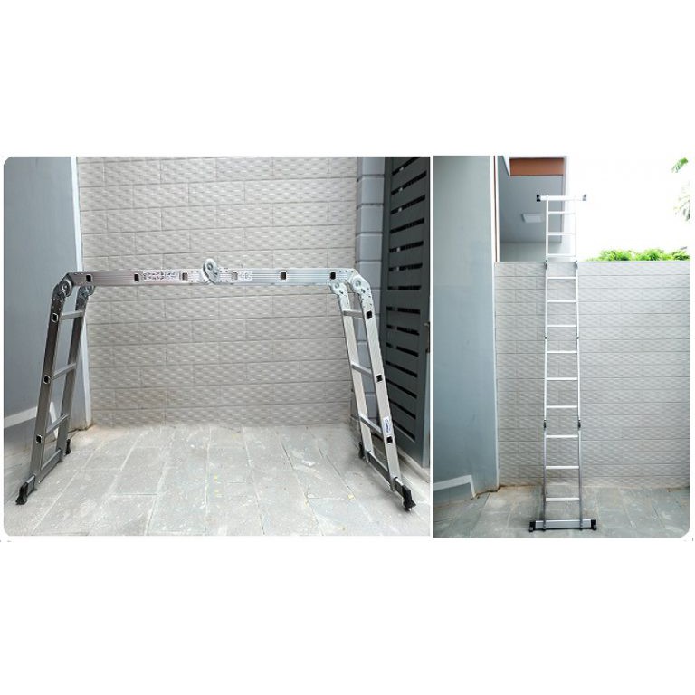 [SALE HỦY DIỆT] Thang nhôm gấp 4 khúc Ameca M203 (1,75m-3.6m) - Thang chuyên dùng lắp điều hòa