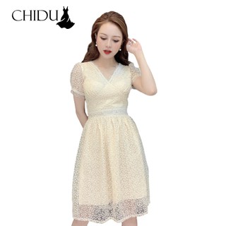 CHIDU Váy ren hoa nhí nổi tay lỡ SP000003