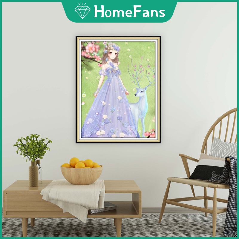 Bộ Tranh Đính Đá 5D Tự Làm 30x40cm / 40x50cm Hình Bé Gái Và Những Người Bạn