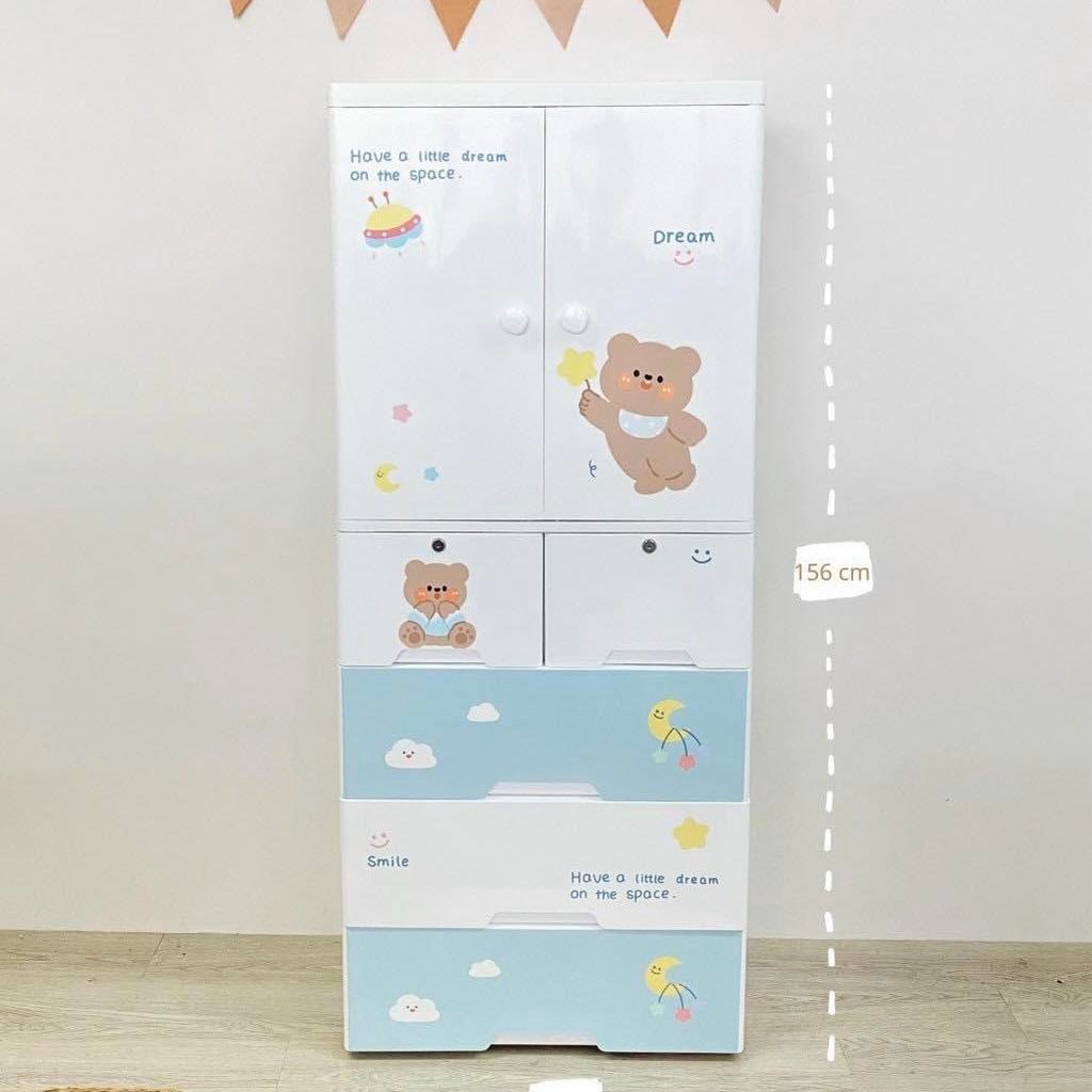 Tủ 5 Tầng Tích Hợp Đa Năng Hình Gấu Sư Tử Tiện Dụng Để Đồ Chơi Quần Áo Cho Bé Yêu