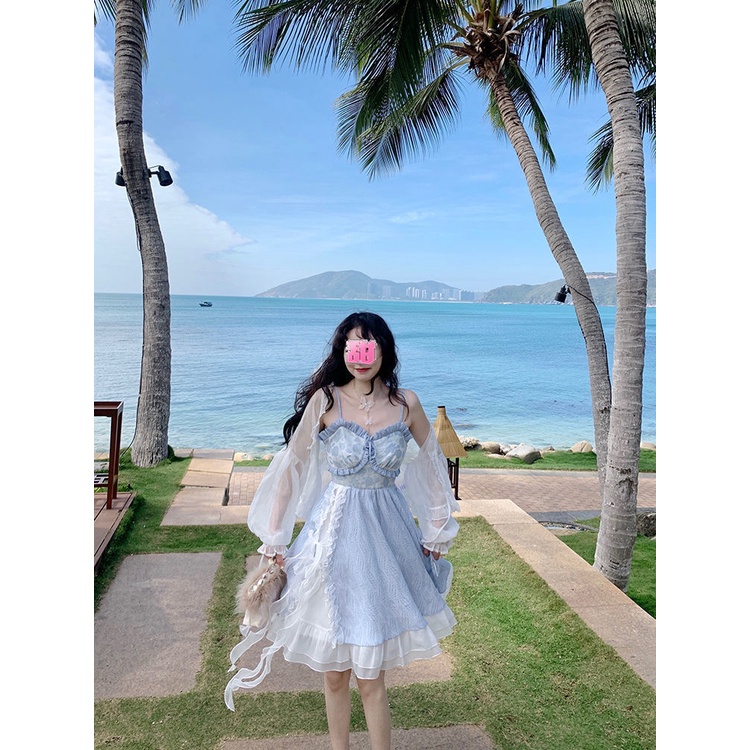 Đầm Hai Dây Thắt Nơ Phong Cách Pháp Thời Trang Mùa Hè Mới Dành Cho Nữ 2022