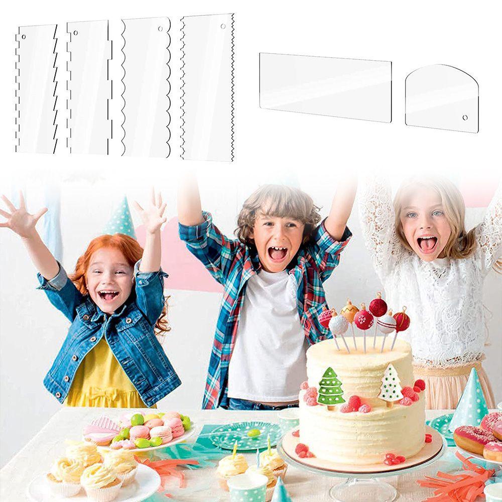 CONOPERY Set 6 Dụng Cụ Làm Mịn Răng Cưa Bánh Bằng Acrylic Trong Suốt