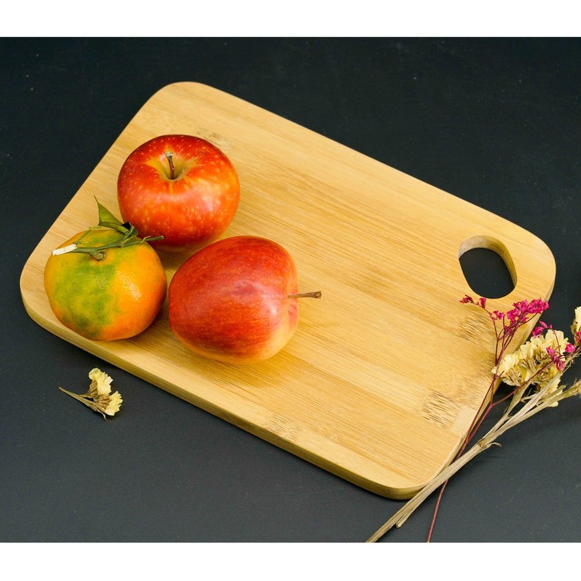 Thớt tre ép khoét góc , thớt chế biến ăn dặm an toàn cho bé - không tạo mùn, không ẩm mốc BAMVINA kích thước 26x18cm)