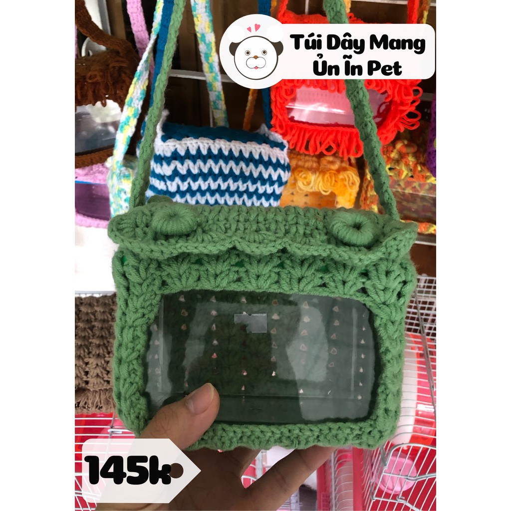 Túi len DÂY MANG du lịch Họa Tiết Bò Sữa cho hamster, sóc, bọ, nhím, thú nhỏ