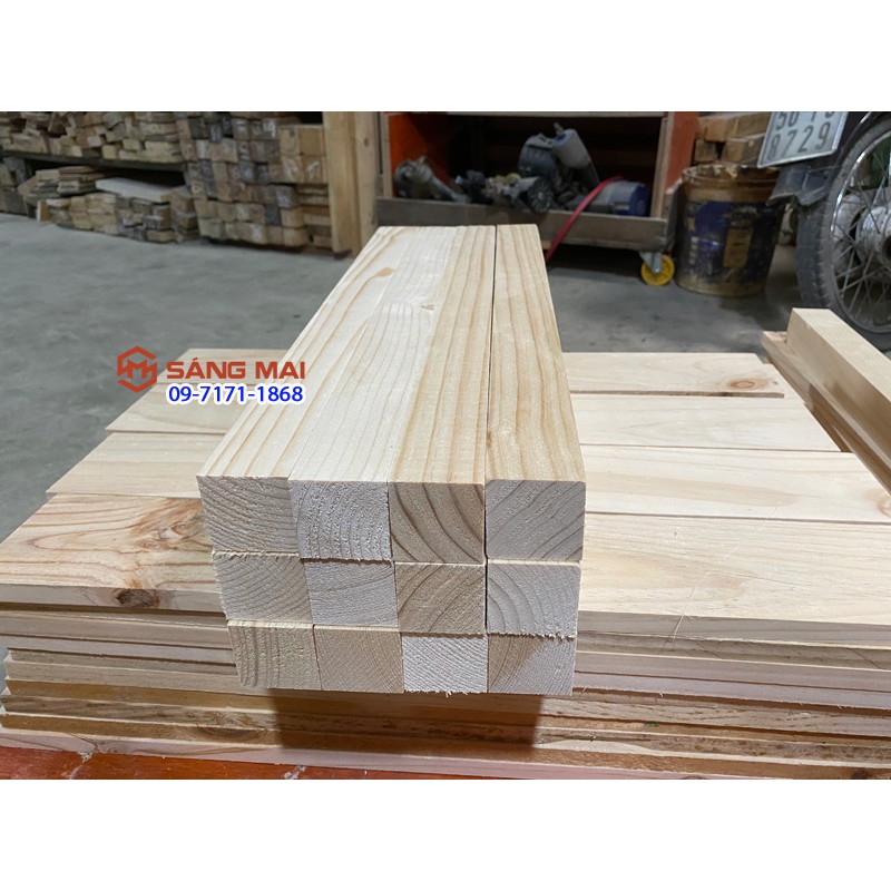 [MS79] Thanh gỗ thông vuông 4cm x 4cm x dài 50cm + láng mịn 4 mặt