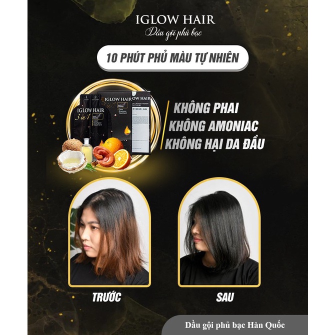 Dầu gội phủ bạc - IGLOW HAIR - Droppii Shops - Không phai, không Amoniac, Không hại da đầu