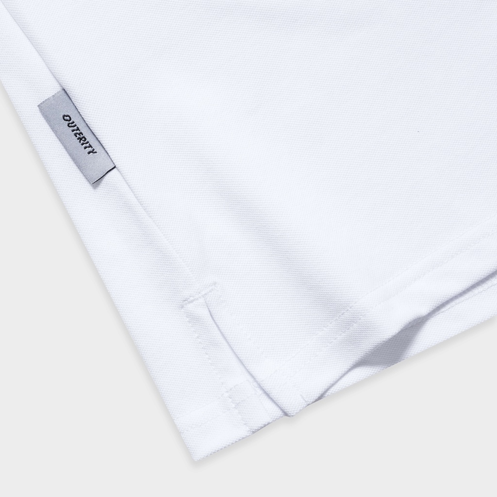 Áo polo nam nữ local brand unisex Outerity Cá Sấu Cross - Italics / Màu Trắng&amp;Đen - ORT.B 708