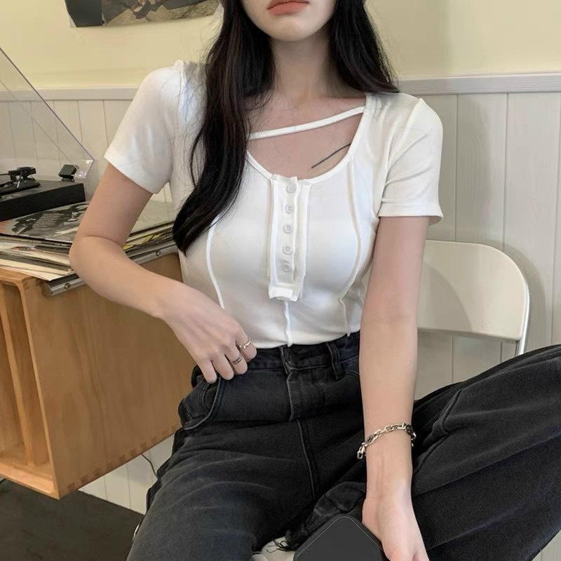 Áo Croptop Ôm Body Tay Ngắn Gân Nổi alohashop91