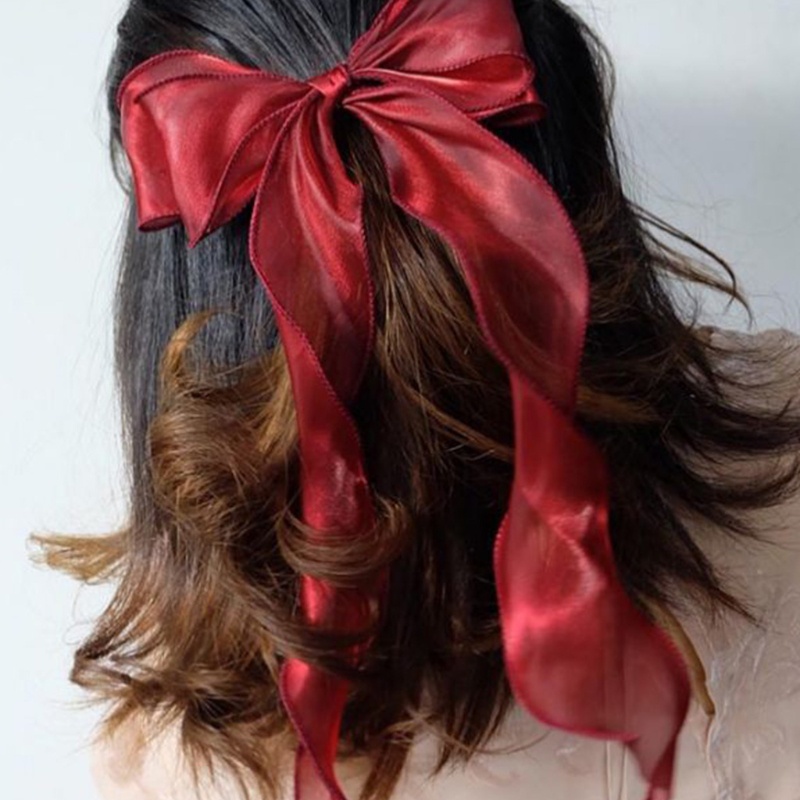 Flgo Kẹp Tóc Ruy Băng Lớn Đính Ngọc Trai Thanh Lịch Dễ Thương Dành Cho Bé Gái