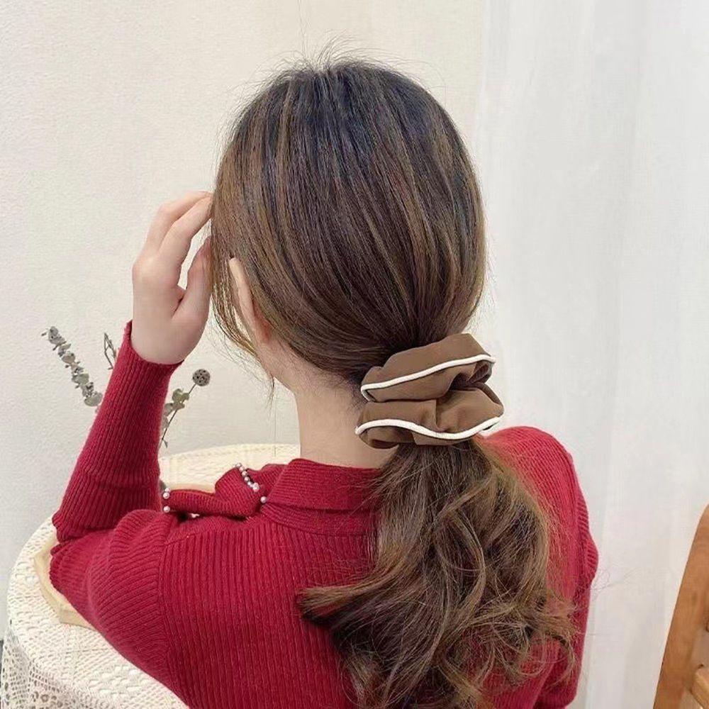 IVORY Dây Buộc Tóc Cao Su Bọc Vải Màu Trơn Đơn Giản Ngọt Ngào Dễ Thương Cho Nữ