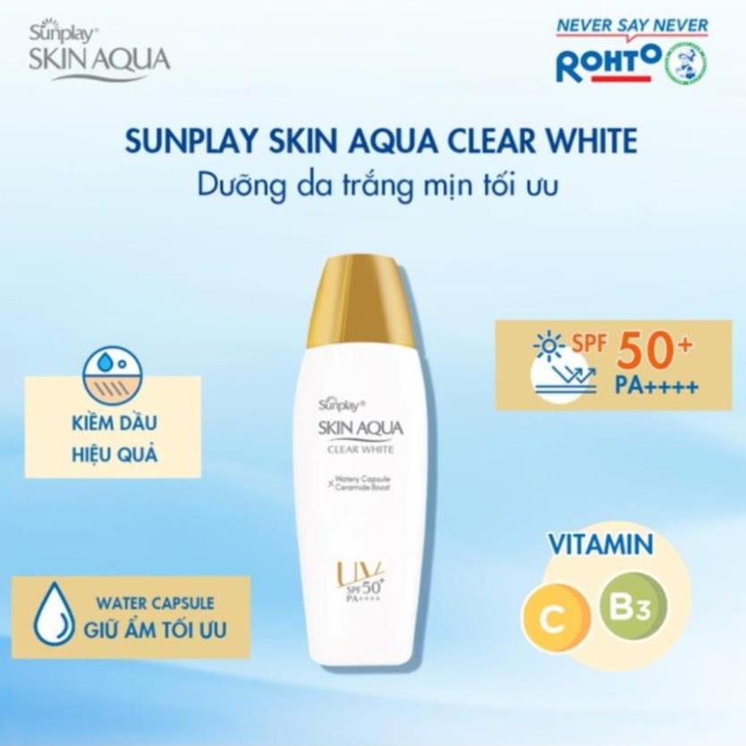 Kem chống nắng Sunplay Skin Aqua Clear White hằng ngày dưỡng trắng cho da dầu SPF 50+ PA++++