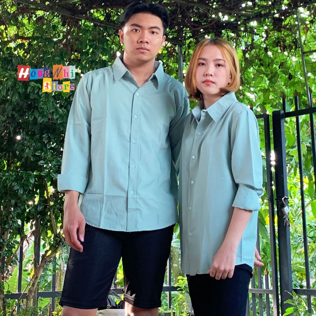 Sơ Mi Tay Dài Trơn Màu Mới Dáng Rộng Nam Nữ Ulzzang Unisex - MM