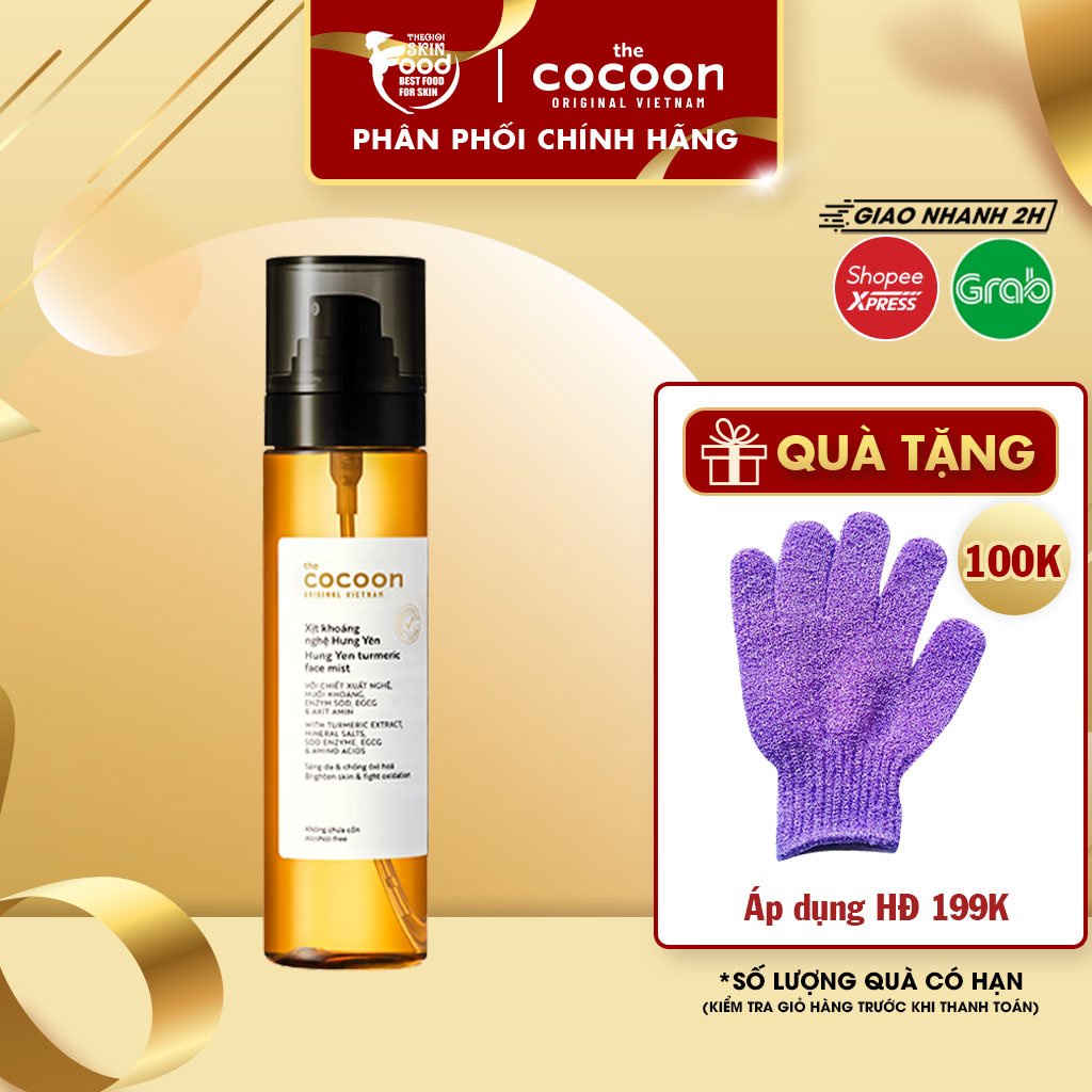 Xịt Khoáng Nghệ Hưng Yên Giúp Thư Giãn Cấp Ẩm Tức Thì, Sáng Da Và Chống Oxy Hóa Cocoon Turmeric Face Mist 130ml