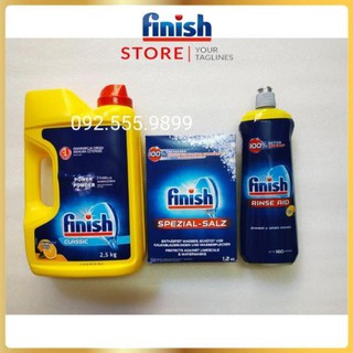 Combo Finish : Bột rửa bát Finish 2,5kg hương chanh + Muối Finish 1,2kg + Nước làm bóng Finish