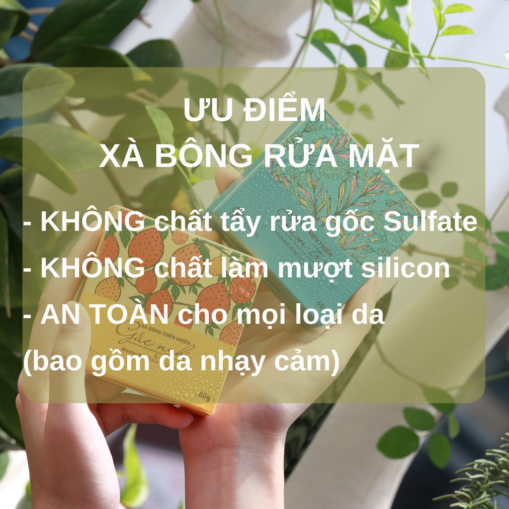 Xà bông Rửa Mặt Thiên Nhiên Gấc Nghệ Giảm Thâm Mụn Làm Sáng Da Cỏ Mềm 60gr