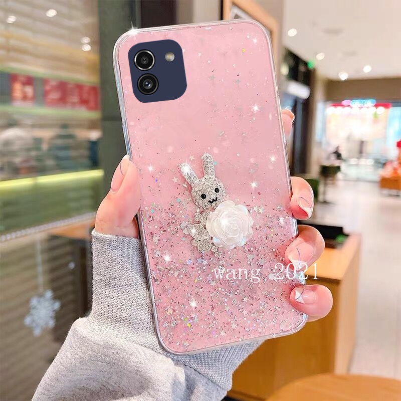 Ốp Điện Thoại Tpu Dẻo Trong Suốt Kim Tuyến Hình Thỏ Nhiều Màu Cho Samsung Galaxy A03 S22 S21 FE 5G + Ultra 5G